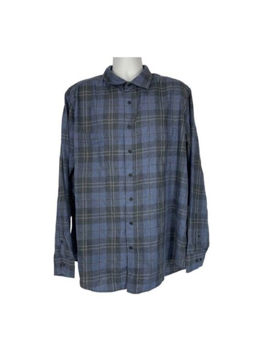 George Mens 2XL Classic Fit Blue Plaid Button Up Long Sleeve Shirt